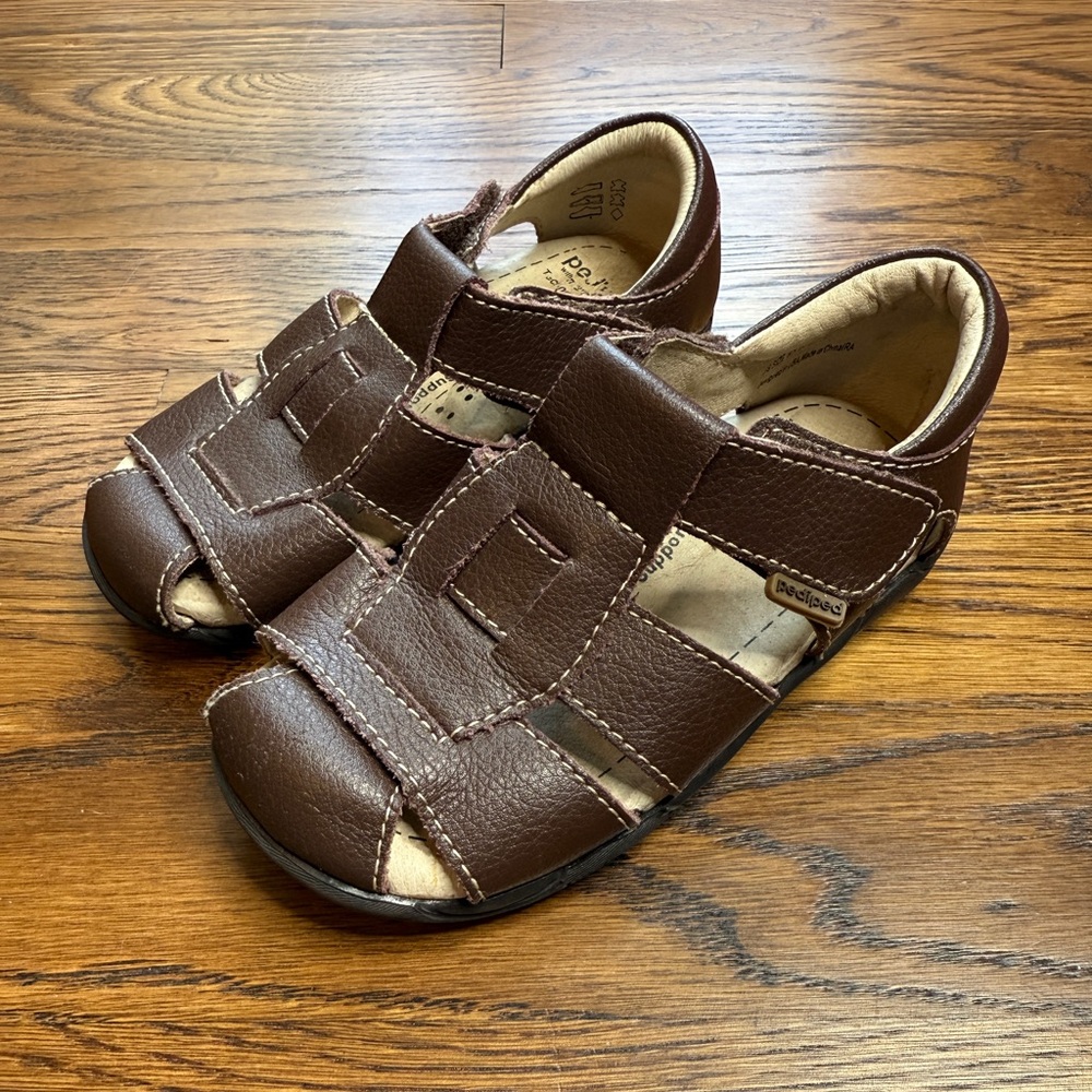 Pediped Brown Boys Sydney-Flex Sandals Memory Foam Size 8.5